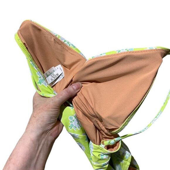 J. CREW V-Neck One-Piece Swimsuit Green Paisley Size 6 - Picture 8 of 13